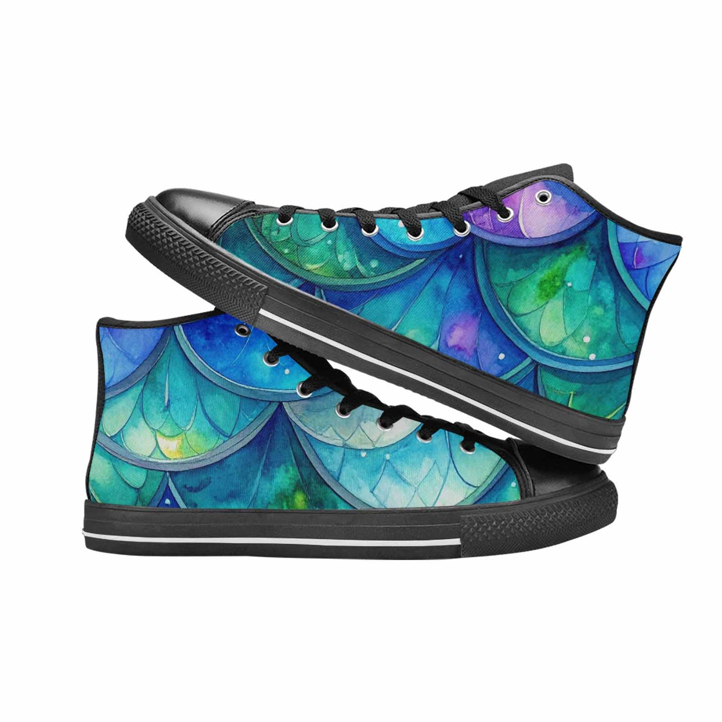 WOMEN'S Mermaid Scale High Top Canvas Aesthetic Custom Shoes