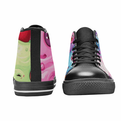 MEN'S Melting Icecream Monster Cherry High Top Canvas Grunge Custom Shoes