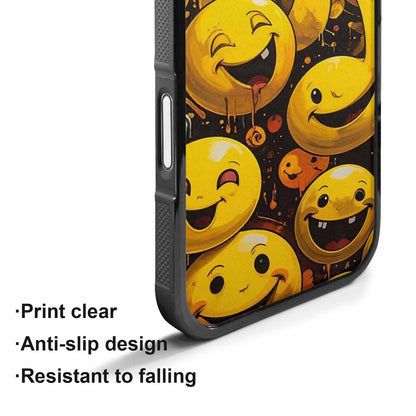 iPhone 17 Case — Melting Moon Smiley Yellow Original Art, Customized Protective Case