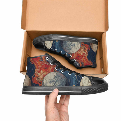 WOMEN'S Marble Skull High Top Canvas Wallpaper Art Shoes