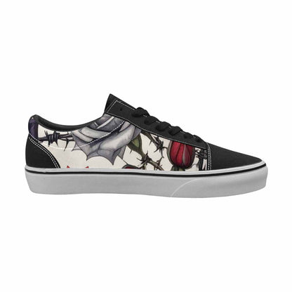 MEN'S Black Gothic Rose Canvas Lace-Up Aesthetic Custom Sneakers