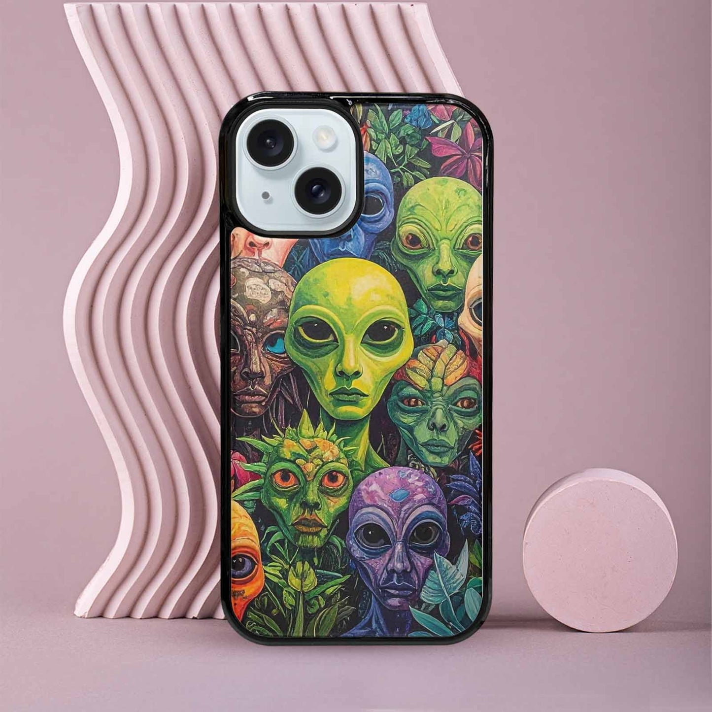 iPhone 15 Case — Aliens Pattern Hundreds Of Sma, Custom Print Case Cover