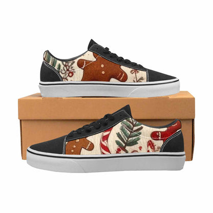 MEN'S Christmas Holly Snowflake Canvas Lace-Up Wallpaper Art Custom Sneakers