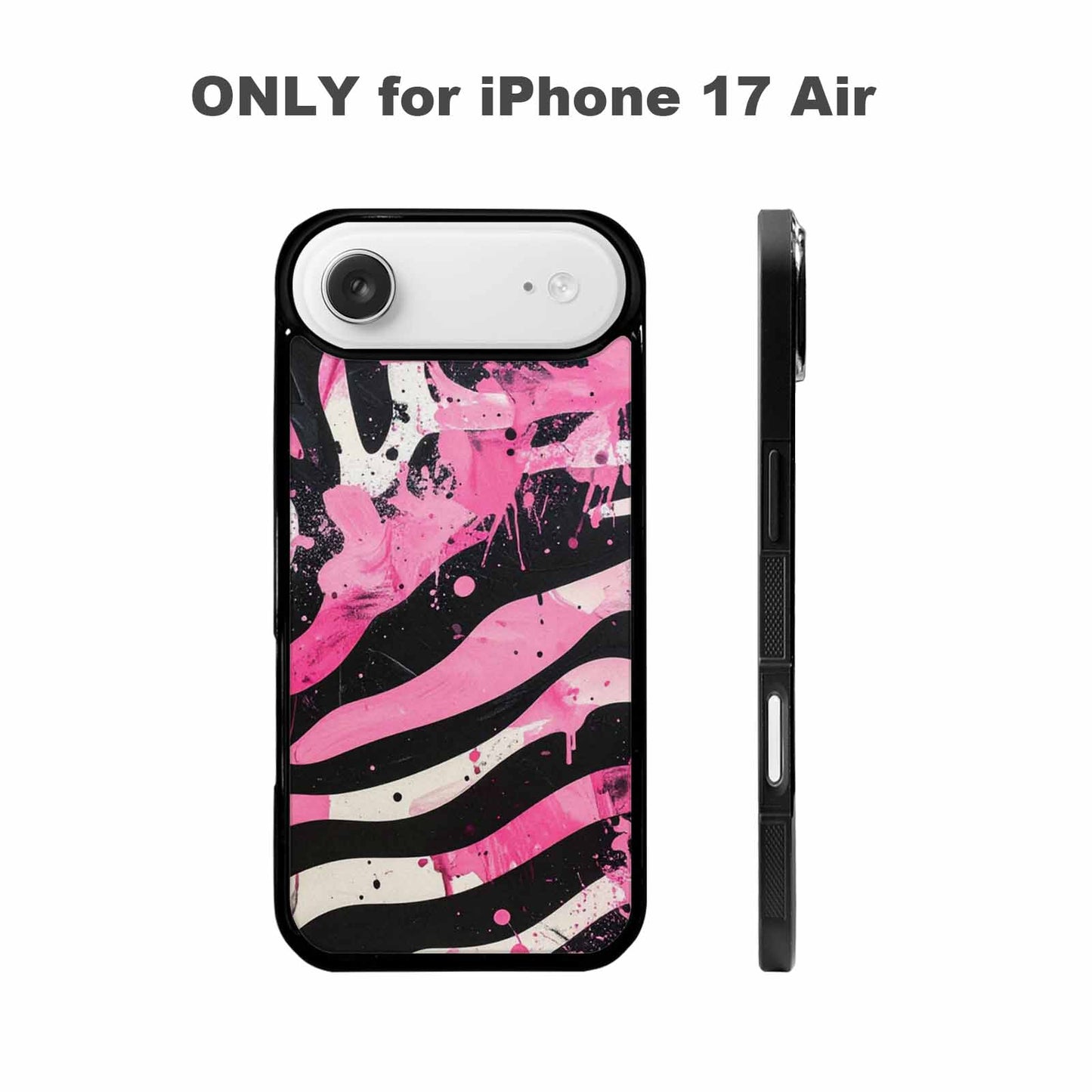iPhone 17 Air Case — Black Pink Ink Zebra Stripe Animal, Custom Made Phone Cover