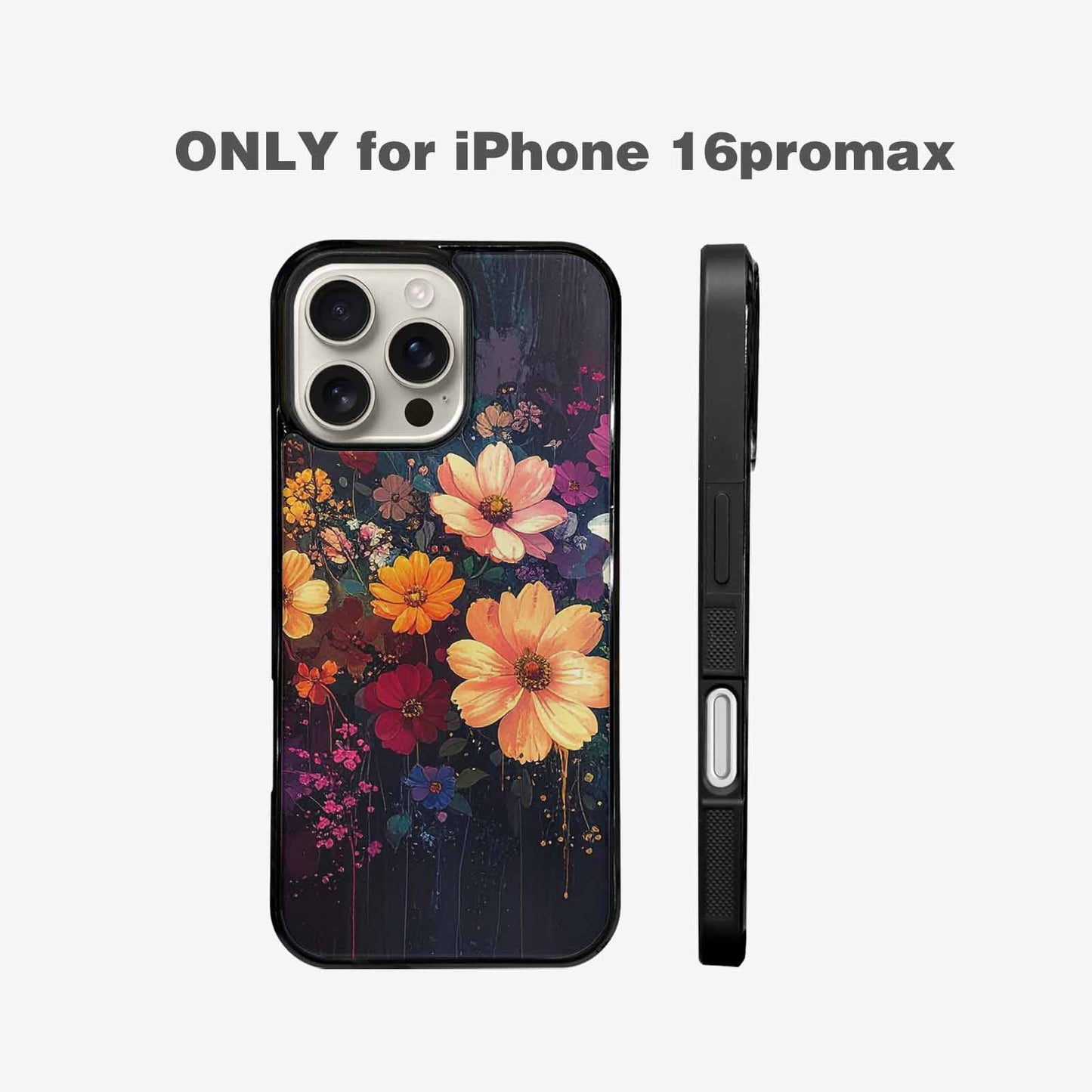 iPhone 16 Pro Max Case — Shadowy Glitch Floral Pattern Hundreds Of, Custom Art Phone Cover