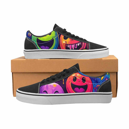 WOMEN'S Yellow Smiley Face Canvas Lace-Up Neon Fantasy Sneakers