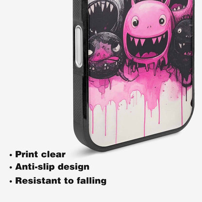 iPhone 16 Plus Case — Monsters General Black Pink Ink Cartoon, Customized Protective Case