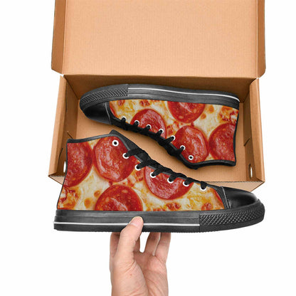 WOMEN'S Pepperoni Pizza Print High Top Canvas Dark Academia Shoes