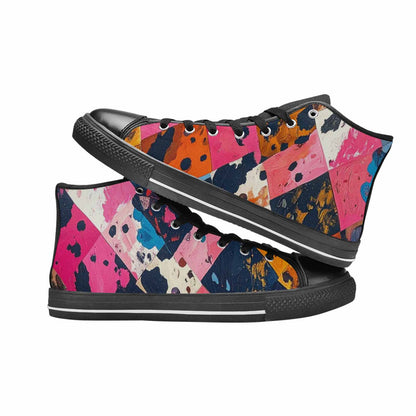 WOMEN'S Cow Animal Print High Top Canvas Surreal Shoes
