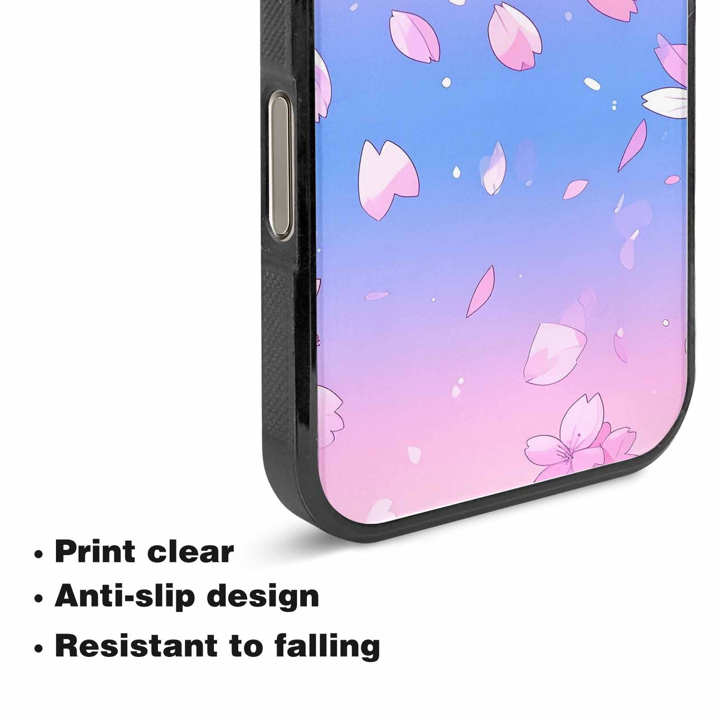 iPhone 15 Pro Max Case — Stylized Anime Style Cherry Blossom Petals, Unique Phone Case Design