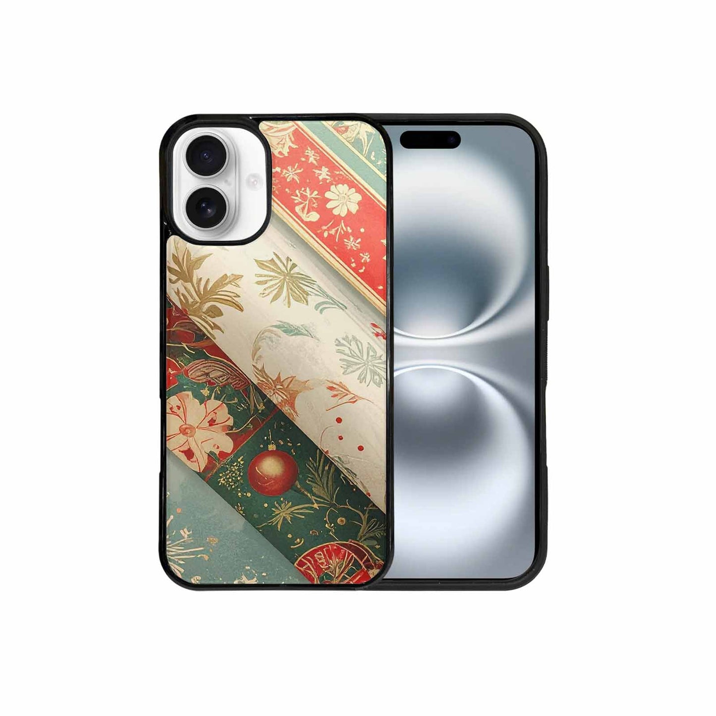 iPhone 16 Plus Case — Christmas Wrapping Paper Pattern Art Wallpaper, Custom Art Phone Cover