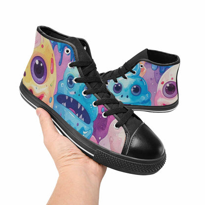 MEN'S Melting Icecream Cone Monster High Top Canvas Neon Fantasy Custom Shoes