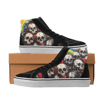 MEN'S Skulls Black & Red Ink High Top Canvas Bold Print Melting Art Sneakers