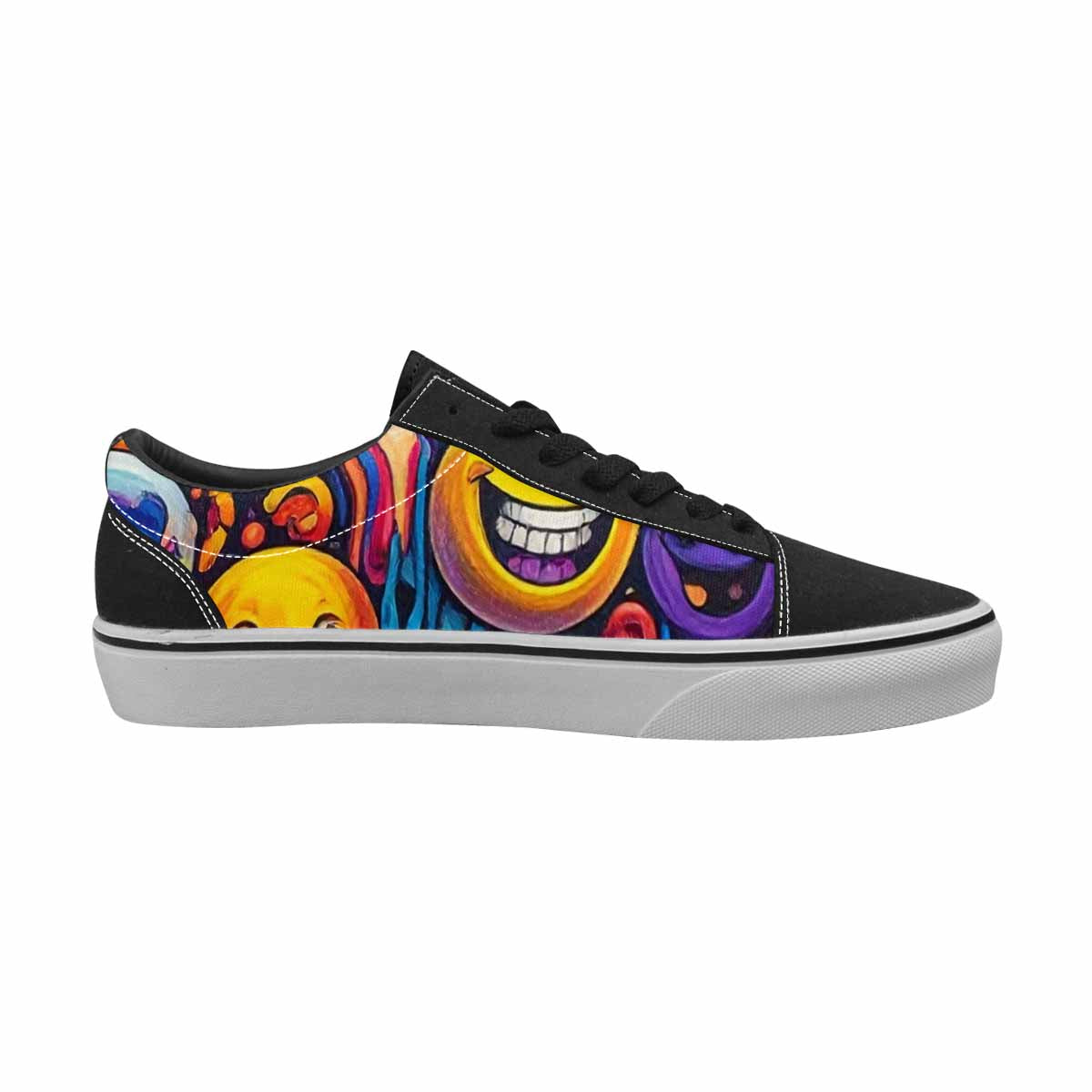 WOMEN'S Yellow Smiley Face Canvas Lace-Up Vibrant Chaos Sneakers