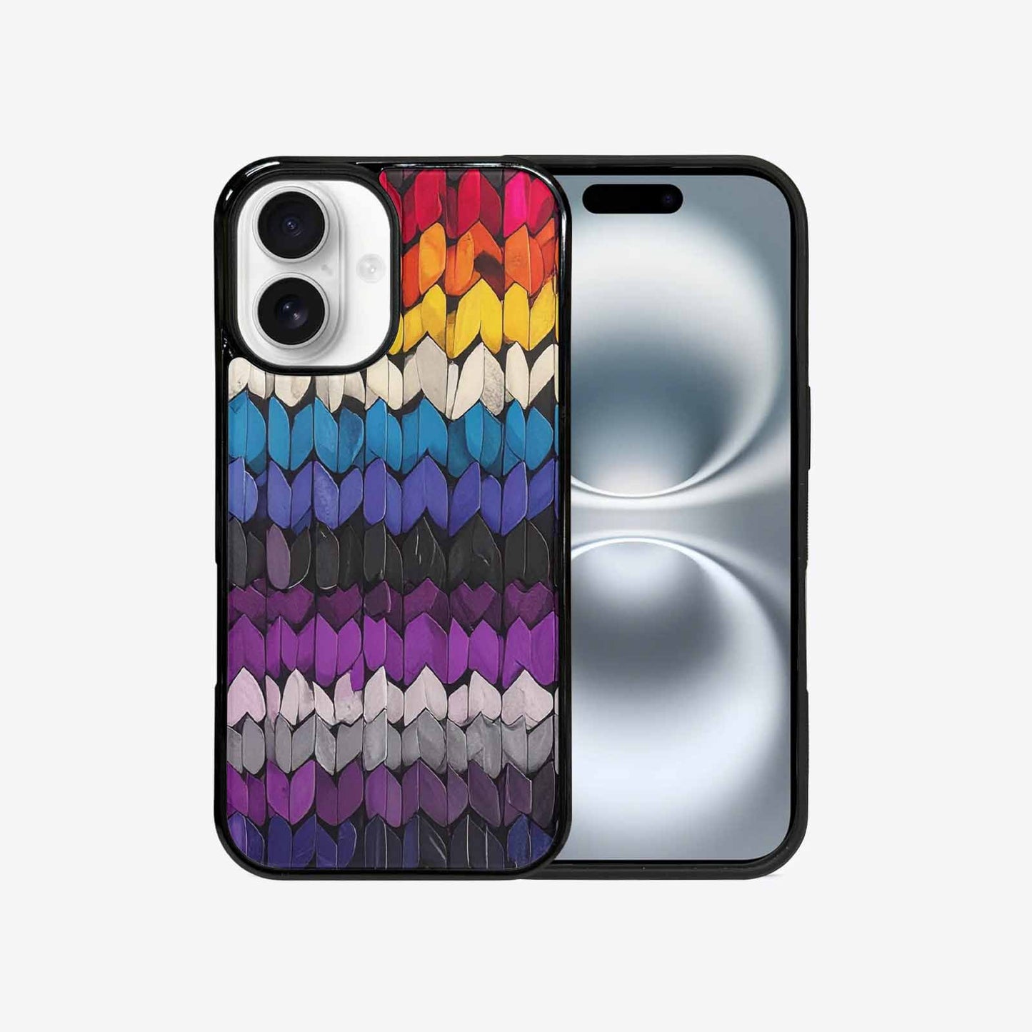 iPhone 16 Case — Asexual Flag Color Theme Small Rainbow, Original Design Phone Case