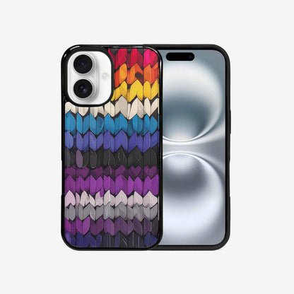 iPhone 16 Case — Asexual Flag Color Theme Small Rainbow, Original Design Phone Case