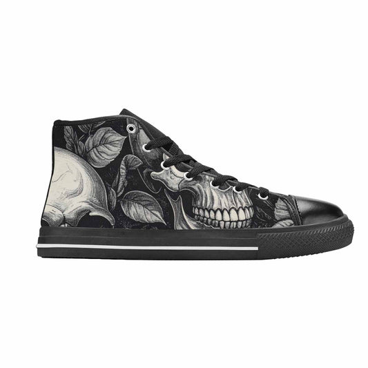 MEN'S Skulls Roses Black Ink High Top Canvas Grunge Sneakers