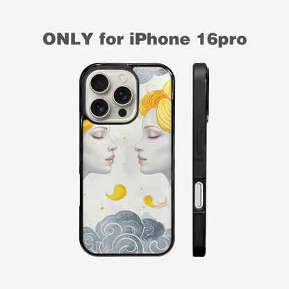 iPhone 16 Pro Case — Gemini Twins Zodiac Pattern Seamless Repeat, Personalized Phone Case