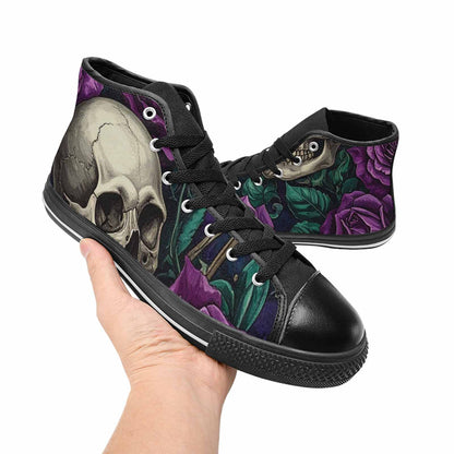 WOMEN'S Skulls Roses Gothic Filigree High Top Canvas Y2K Custom Sneakers