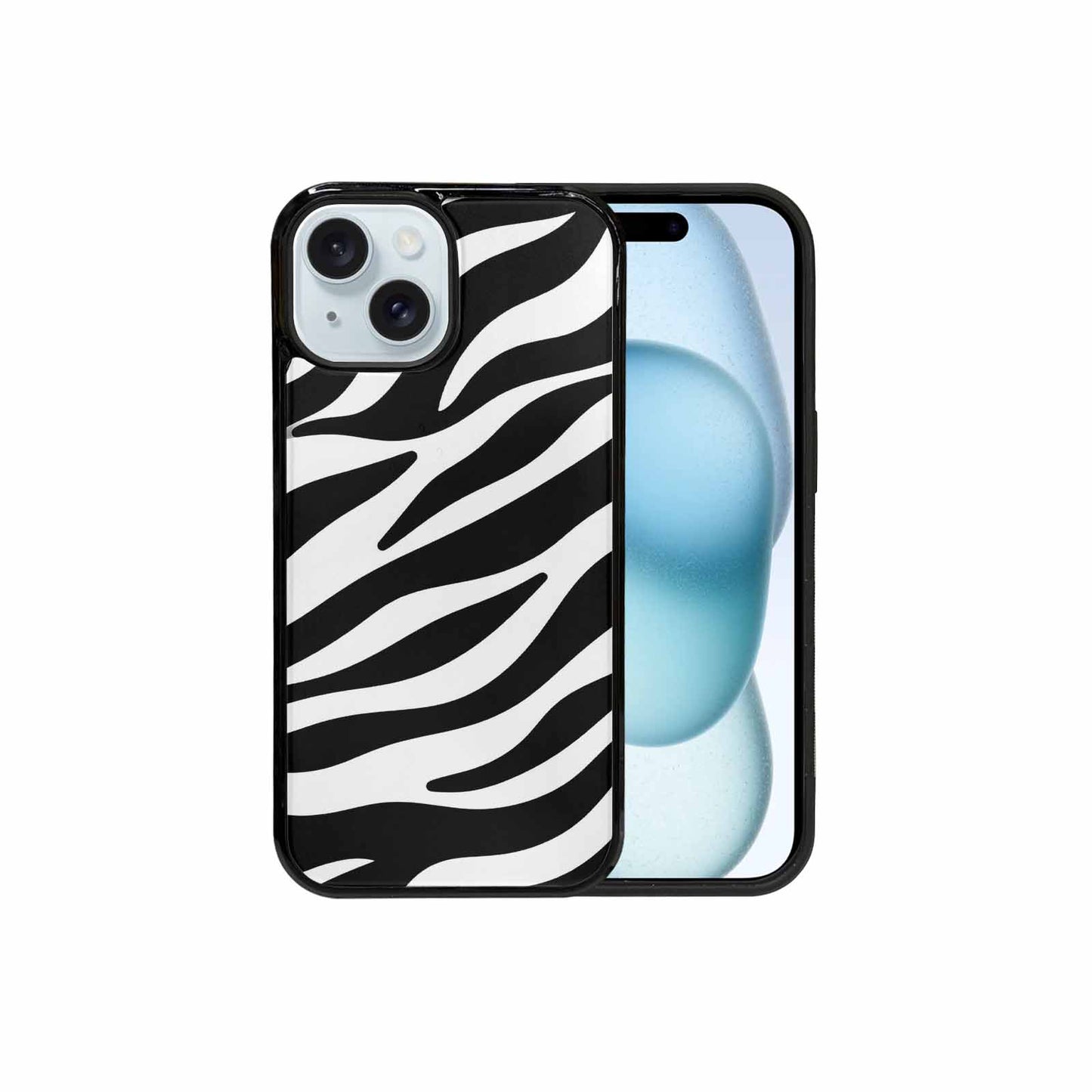 iPhone 15 Case — Zebra Print Black White Custom, Custom Print Case Cover
