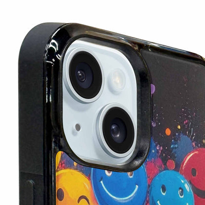 iPhone 15 Plus Case — Smiley Faces Glow Smiley Faces Pattern, Unique Phone Case Design