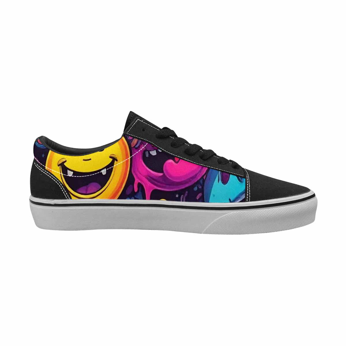 WOMEN'S Yellow Smiley Face Canvas Lace-Up Aesthetic Shoes