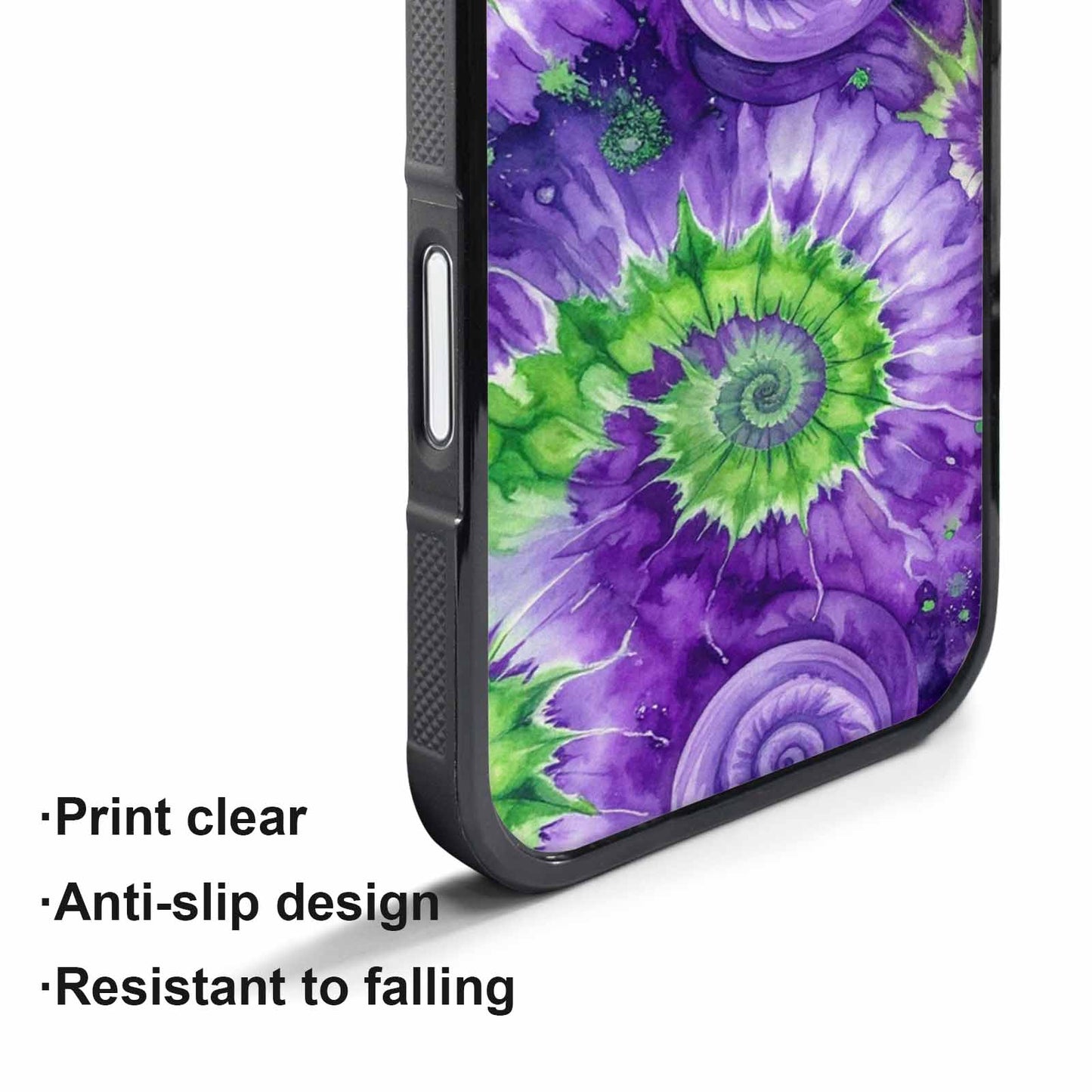 iPhone 17 Pro Case — Tie Dye Purple Green Blended Tie, Customized Protective Case