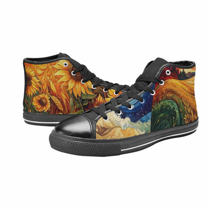WOMEN'S Van Gogh-Style Swirl High Top Canvas Dark Academia Custom Shoes
