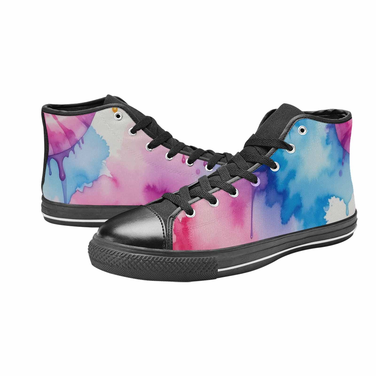 WOMEN'S Dripping Tie Dye Spiral High Top Canvas Dark Academia Custom Sneakers