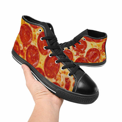 MEN'S Pepperoni Pizza Print High Top Canvas Vivid Custom Sneakers