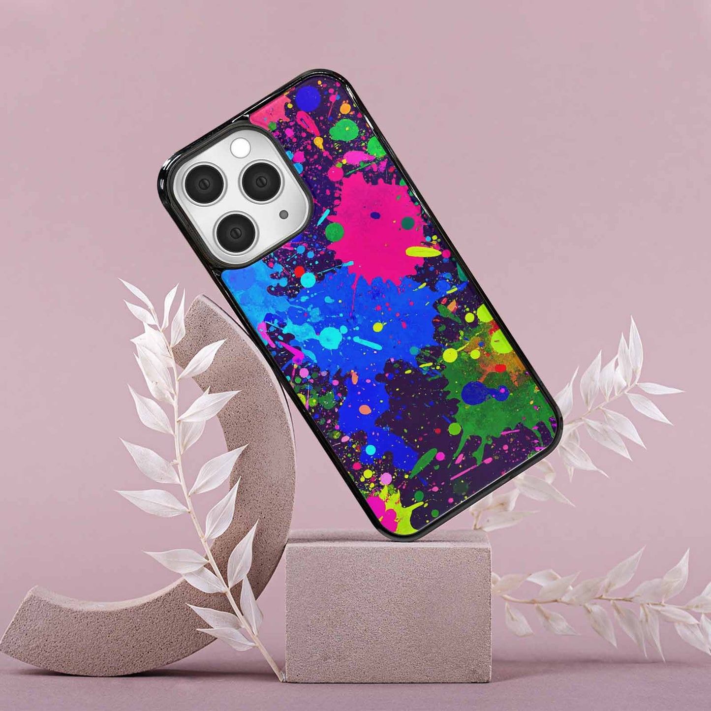 iPhone 15 Pro Max Case — Neon Paint Splatter Custom, Unique Phone Case Design