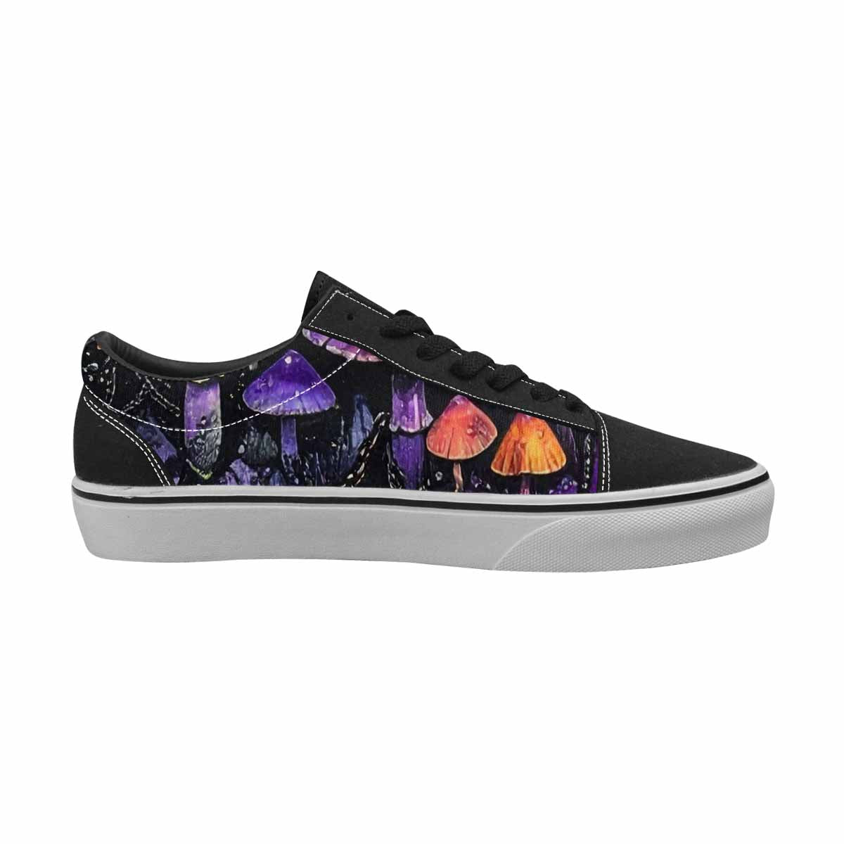 WOMEN'S Rainbow Drip Mushrooms Lace-Up Canvas Neon Fantasy Custom Shoes