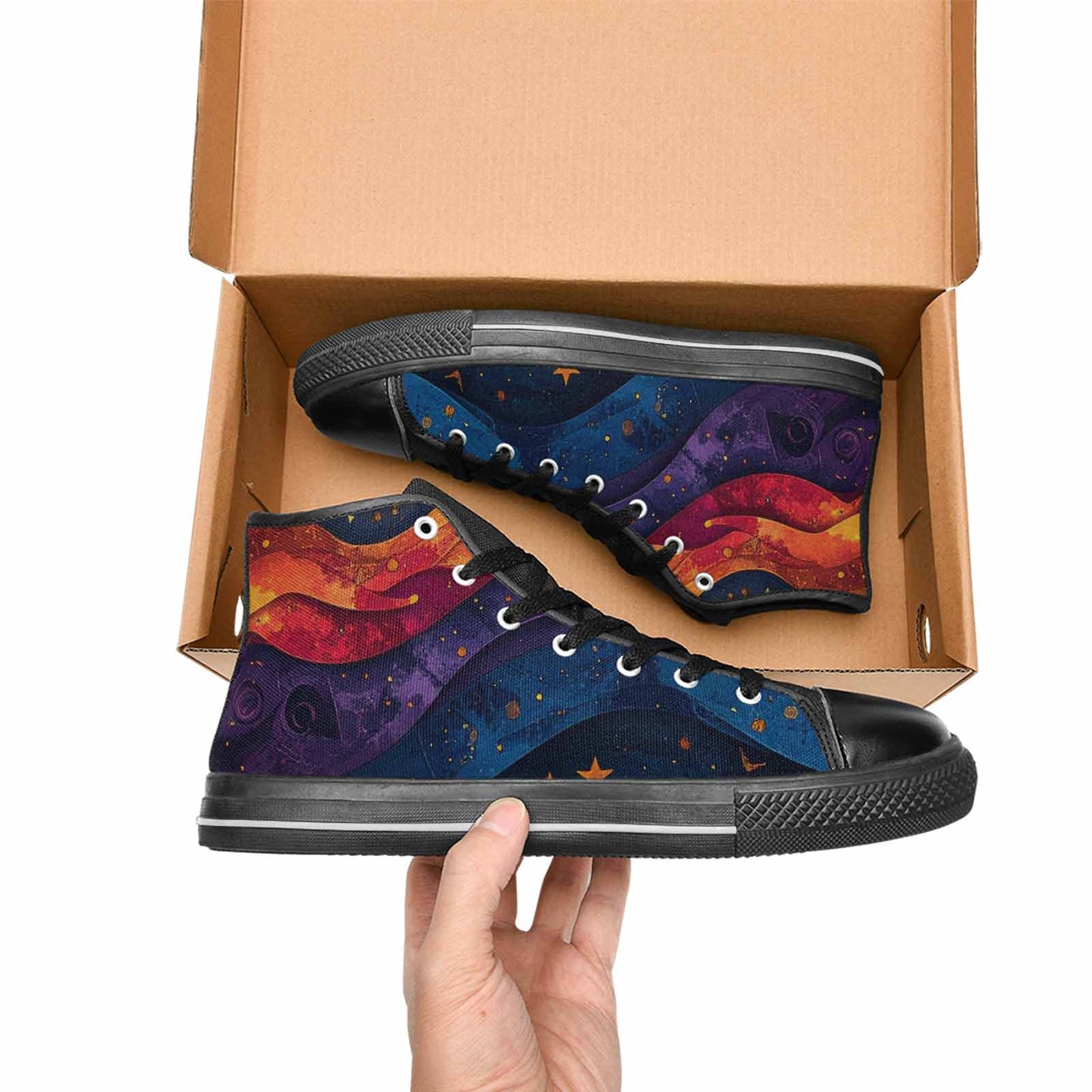 WOMEN'S Steampunk Galaxy High Top Canvas Surreal Sneakers
