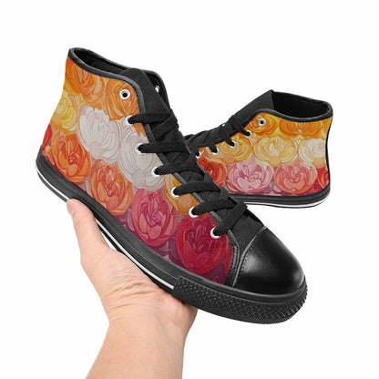 MEN'S Lesbian Flag Color High Top Canvas Wallpaper Art Custom Sneakers