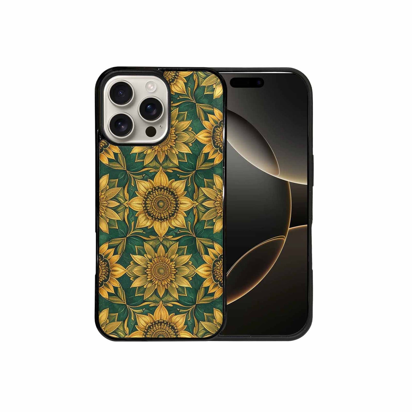 iPhone 16 Pro Max Case — Sunflower Mandala Kaleidoscope Custom, Original Design Phone Case