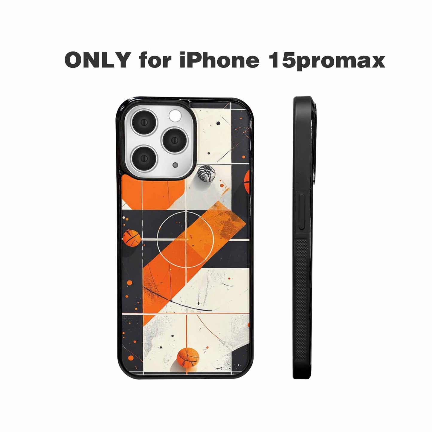 iPhone 15 Pro Max Case — Basketball Pattern Court Lines And Balls, Custom Phone Case