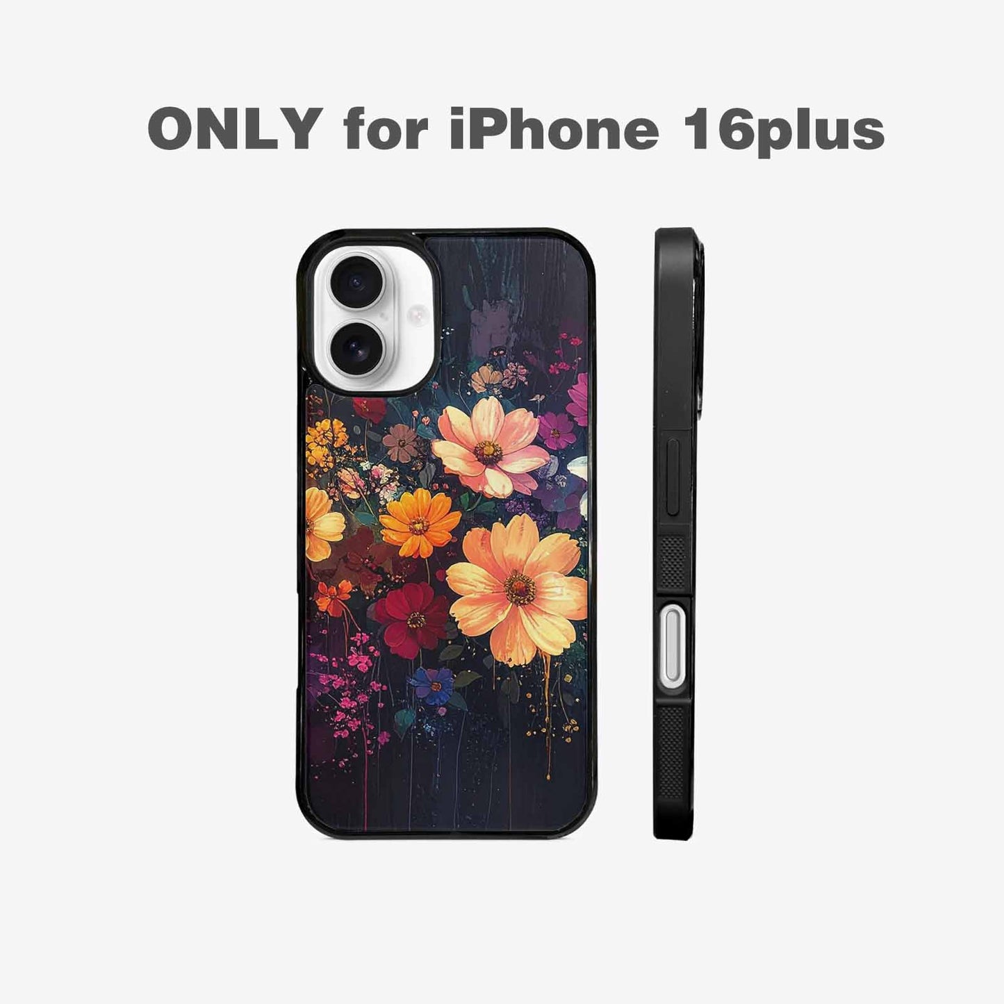 iPhone 16 Plus Case — Shadowy Glitch Floral Pattern Hundreds Of, Custom Phone Case