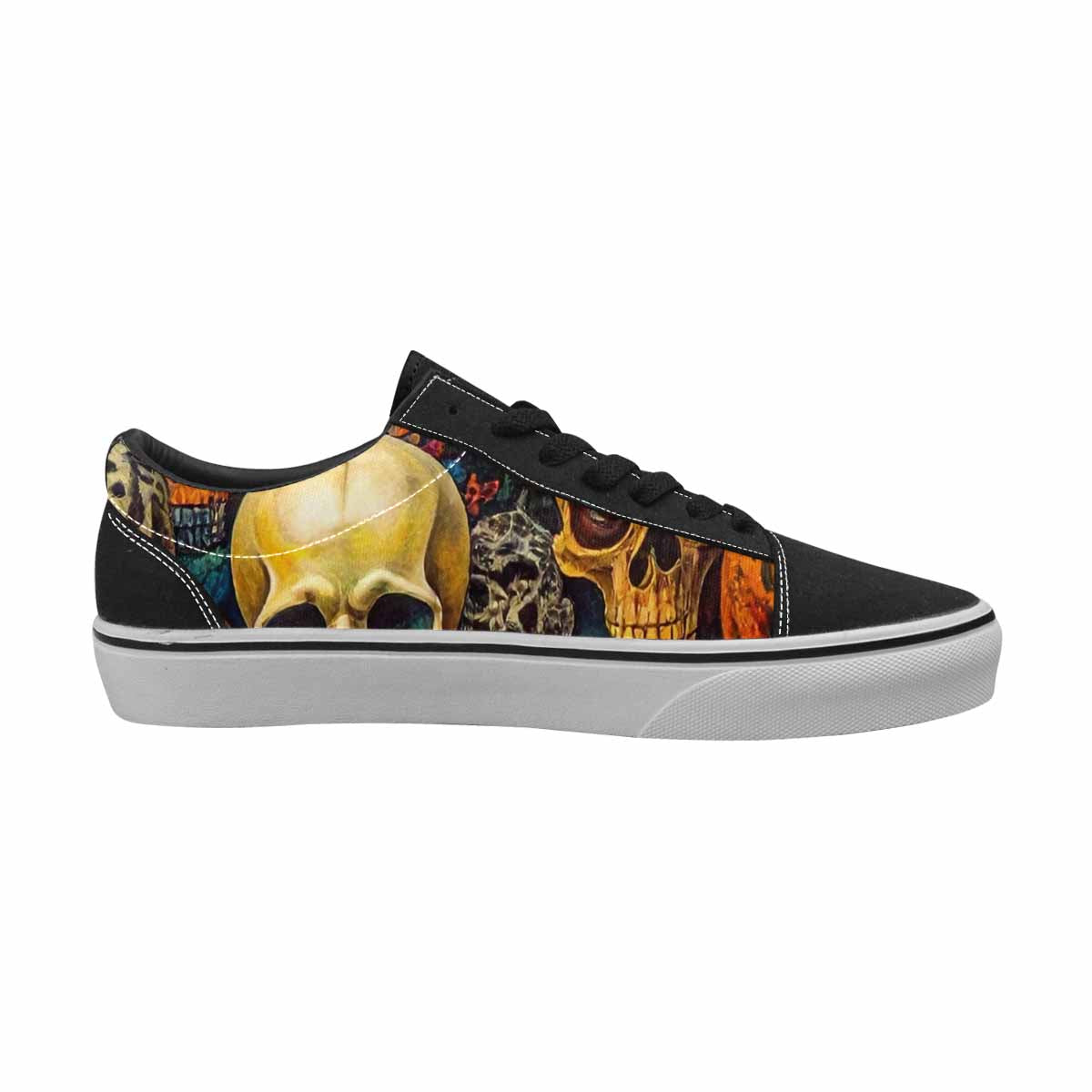 WOMEN'S Skulls  Animal Print Lace-Up Canvas Kaleidoscope Custom Sneakers