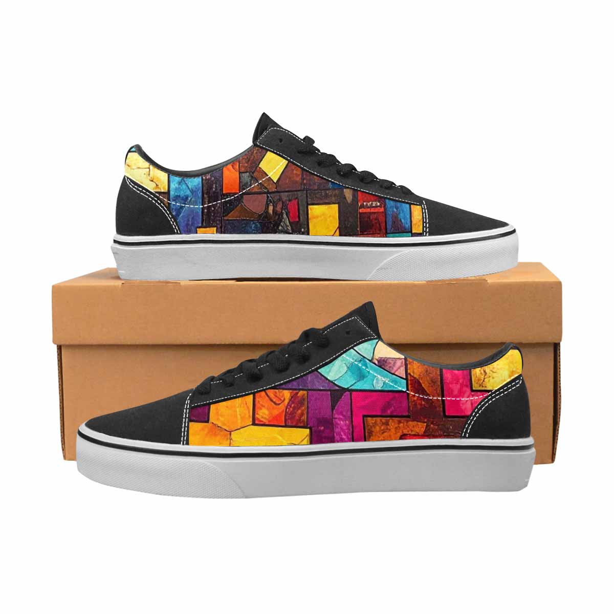 WOMEN'S Faith Cross Lace-Up Canvas Vibrant Chaos Custom Sneakers