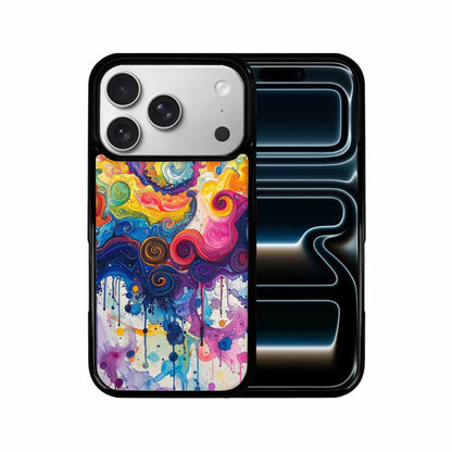 iPhone 17 Pro Case — Tie Dye Swirls Black Blue Tie, Original Design Phone Case
