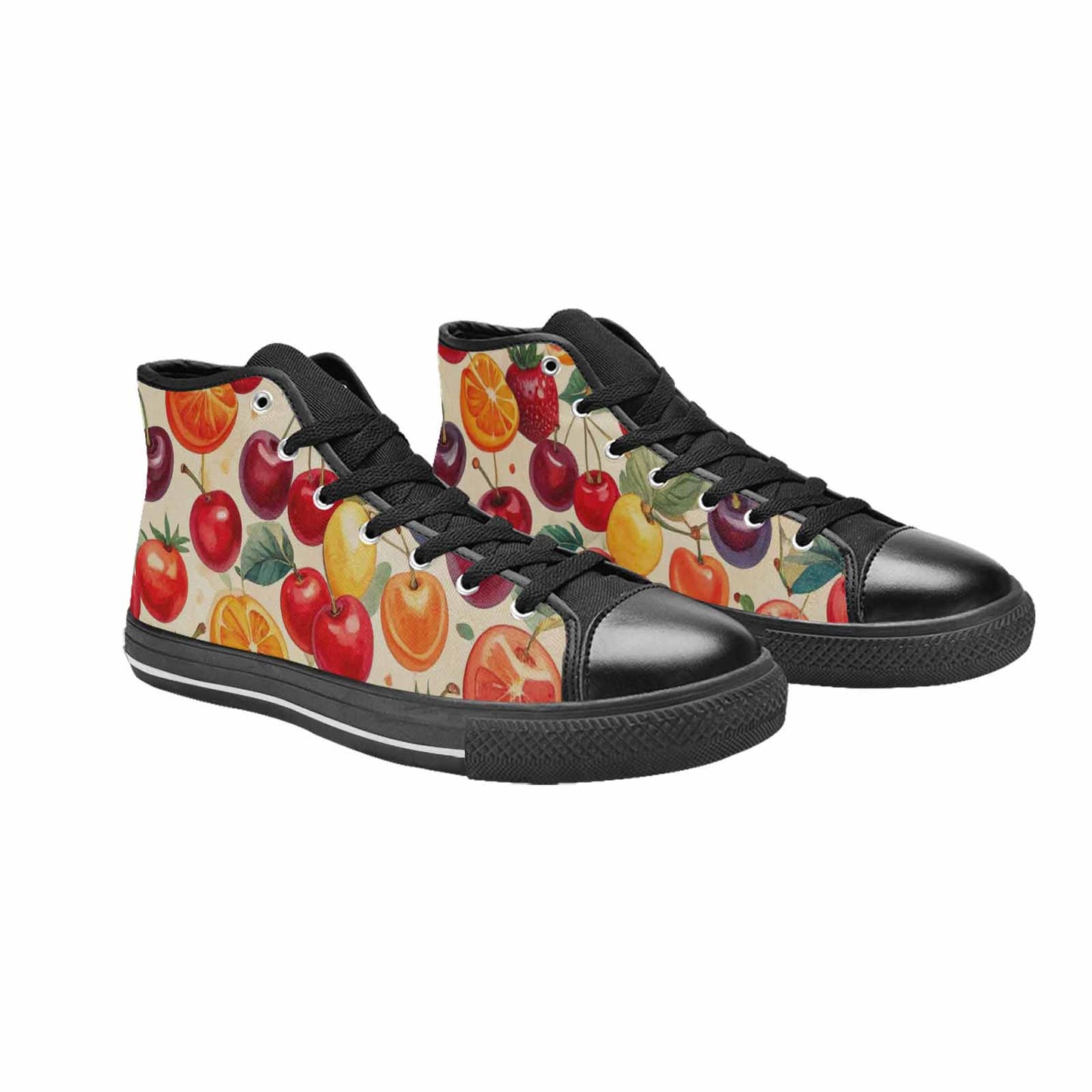 MEN'S Cherry Fruit Print High Top Canvas Surreal Custom Sneakers