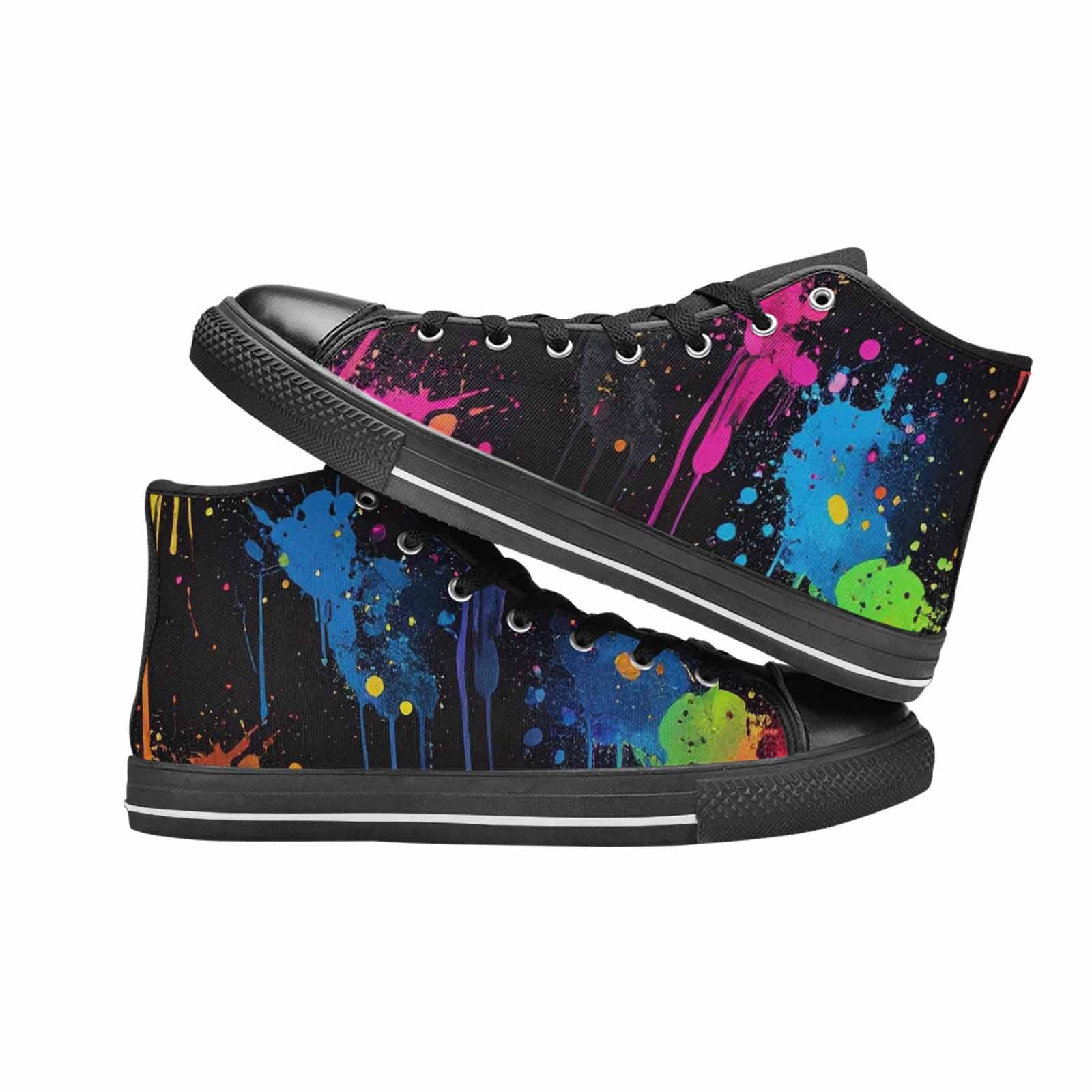 WOMEN'S Paint Splatter High Top Canvas Wallpaper Art Custom Shoes