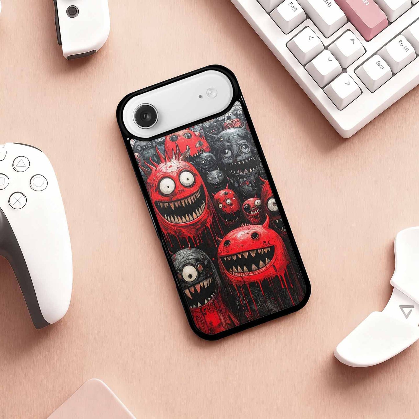 iPhone 17 Air Case — Black Red Ink Monsters General Cartoon, Custom Print Case Cover