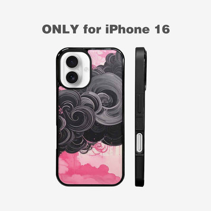 iPhone 16 Case — Van Gogh Swirl Black Pink Ink, Personalized Phone Case