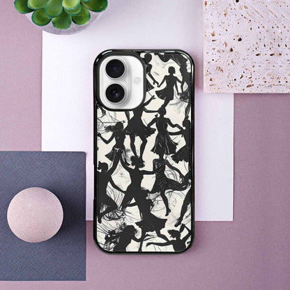 iPhone 16 Case — Bold Dancing Figure Line Art Pattern, Custom Designed Case Cover