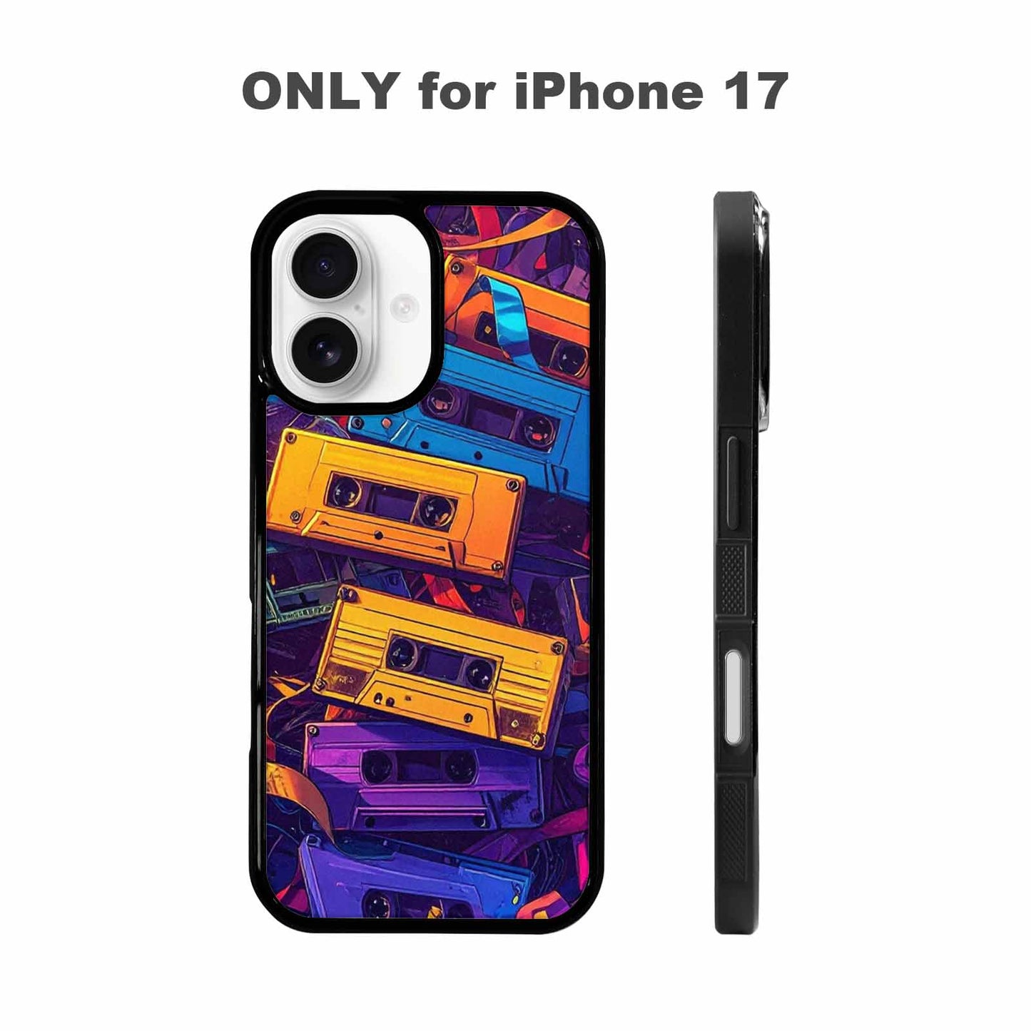 iPhone 17 Case — Retro Cassette Tape Pattern Retro Vintage, Custom Printed Phone Case