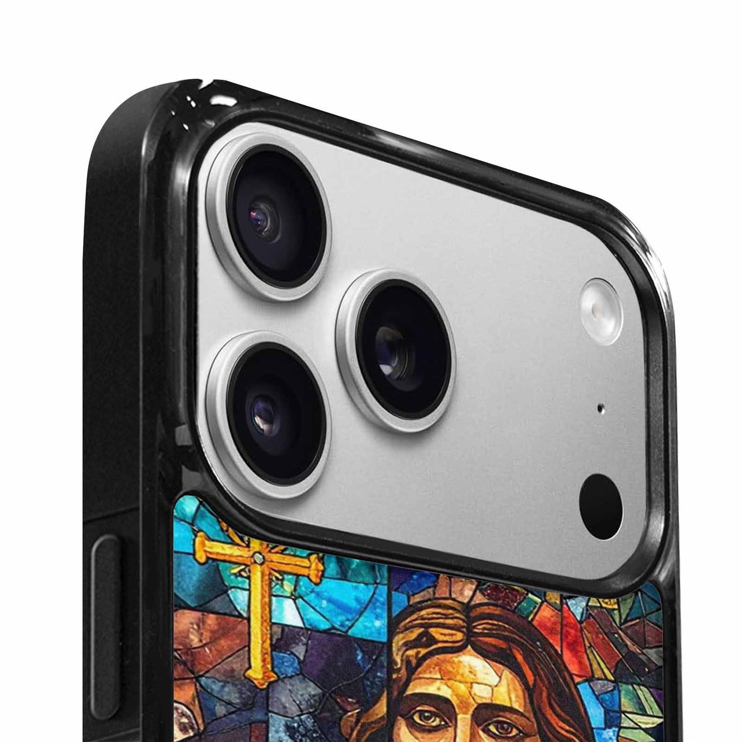 iPhone 17 Pro Max Case — Jesus Face Small Cross Original Art, Custom Print Case Cover