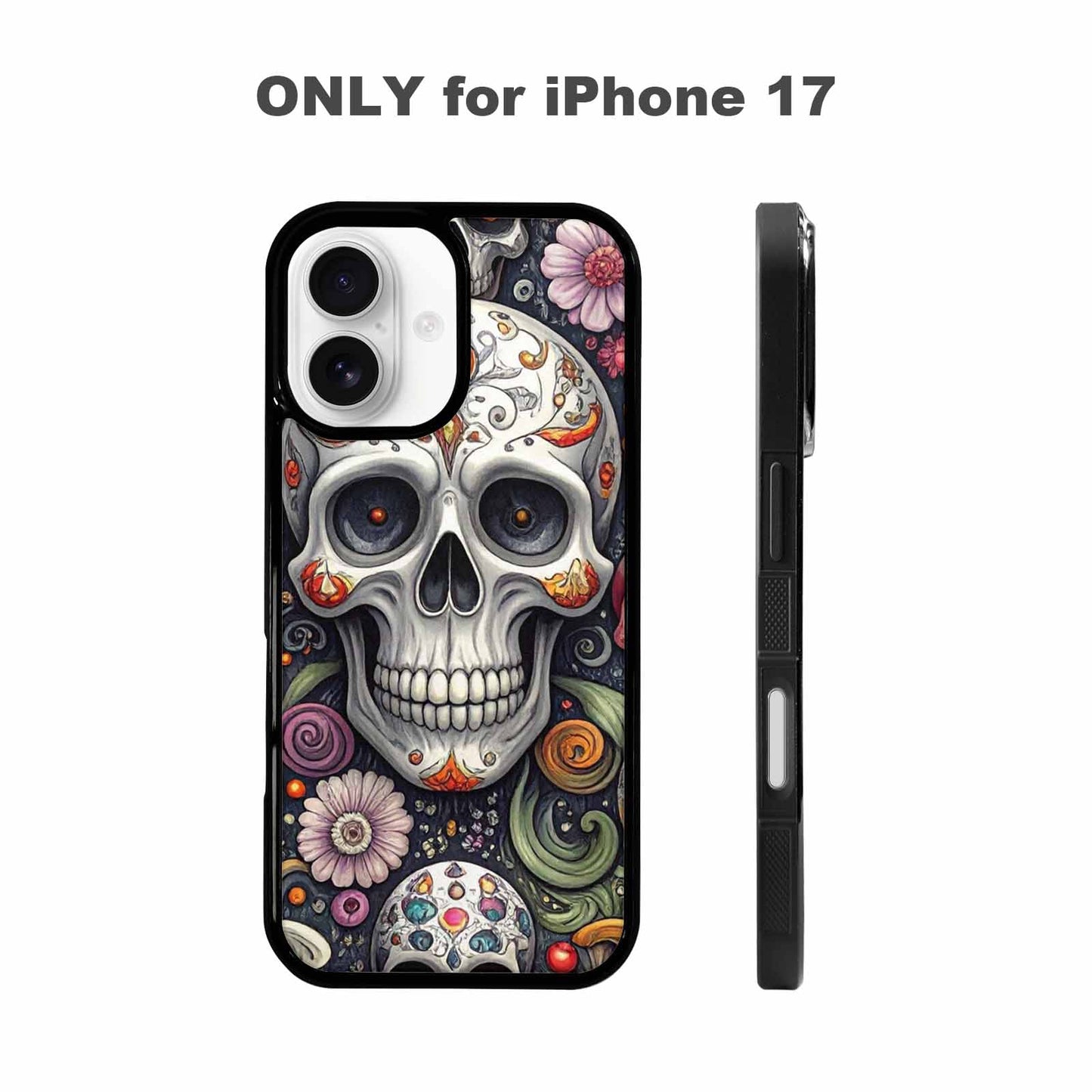 iPhone 17 Case — Greyscale Black And White Gothic Skulls, Customized Protective Case