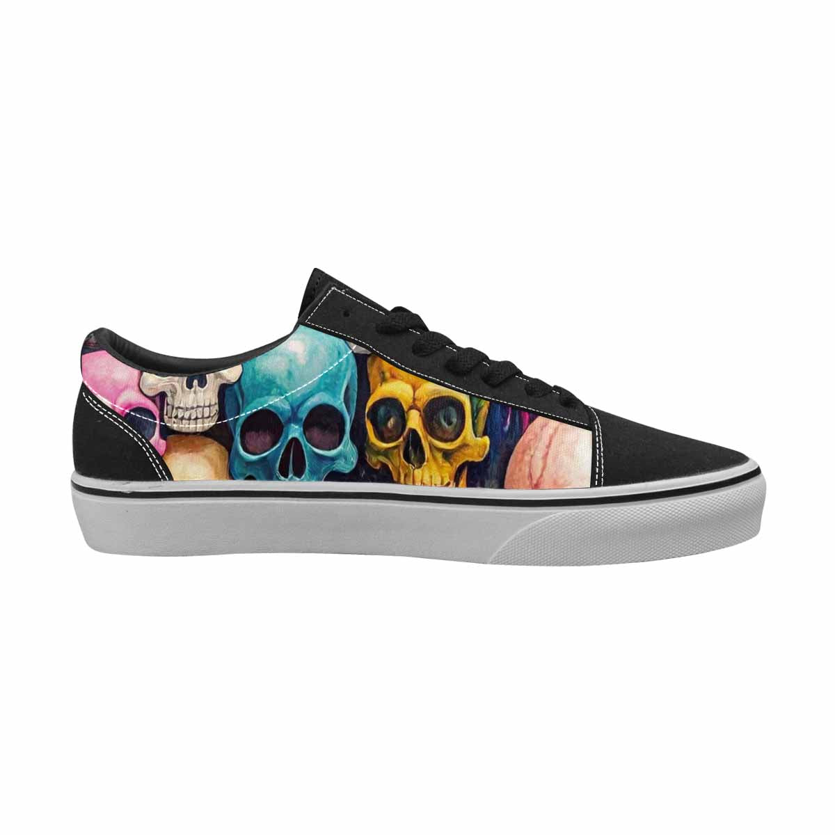 WOMEN'S Skulls  Marble Skulls Lace-Up Canvas Dark Academia Custom Sneakers