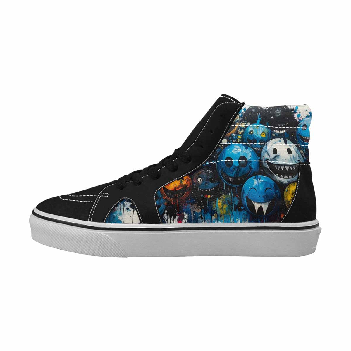 MEN'S Melting Moon Smiley High Top Canvas Vibrant Chaos Sneakers